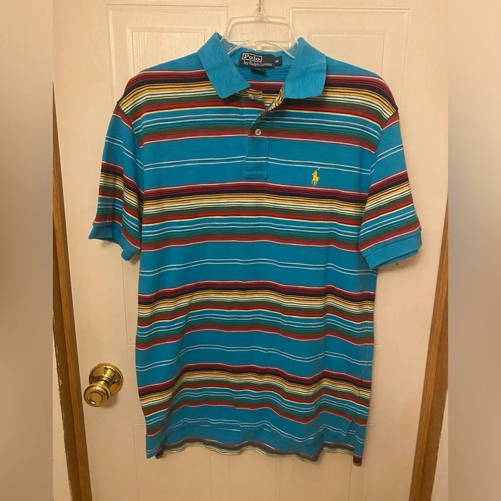 VTG Ralph Lauren Men's Multicolor Striped Polo Shirt M